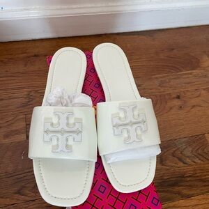 Tory Burch Cream Slide Sandals
